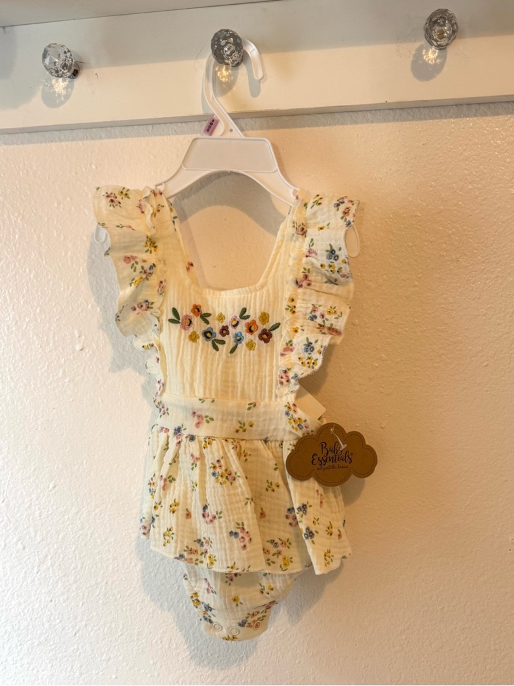 Baby Essentials Cream Floral Ruffle Baby Romper